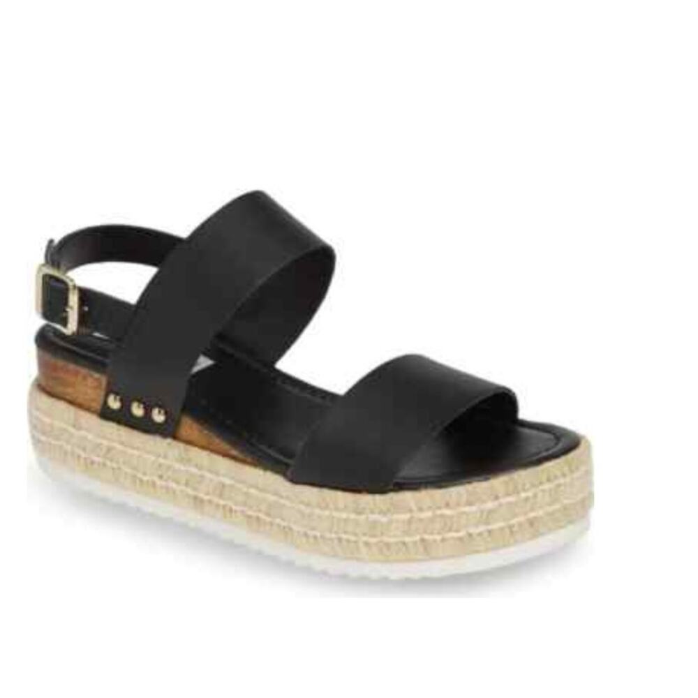 Steve Madden Black Espadrille Platform Sandals